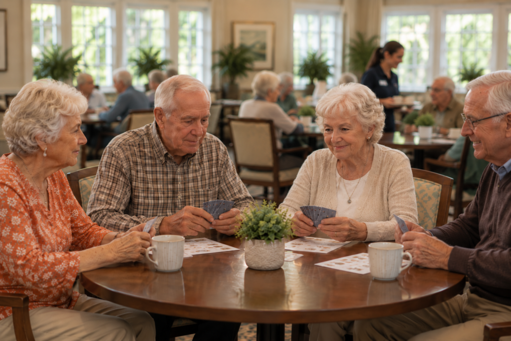 Residents playing cards together